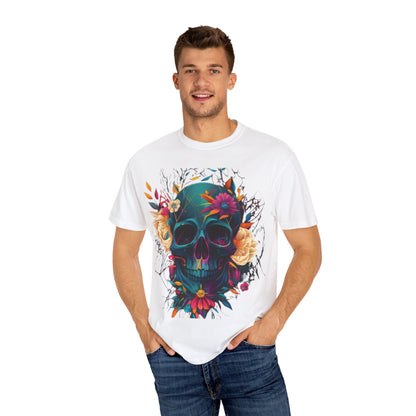 Floral Skull T-Shirt | Unisex Graphic Tee, Boho Style, Festival Wear, Casual Outfit, Gift for Him/Her