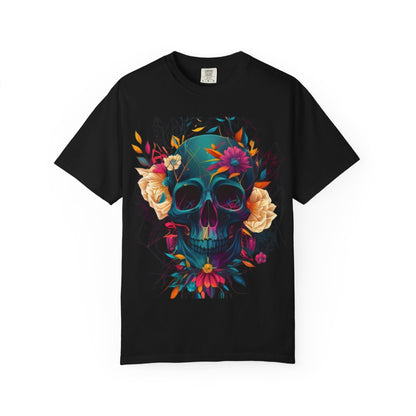 Floral Skull T-Shirt | Unisex Graphic Tee, Boho Style, Festival Wear, Casual Outfit, Gift for Him/Her