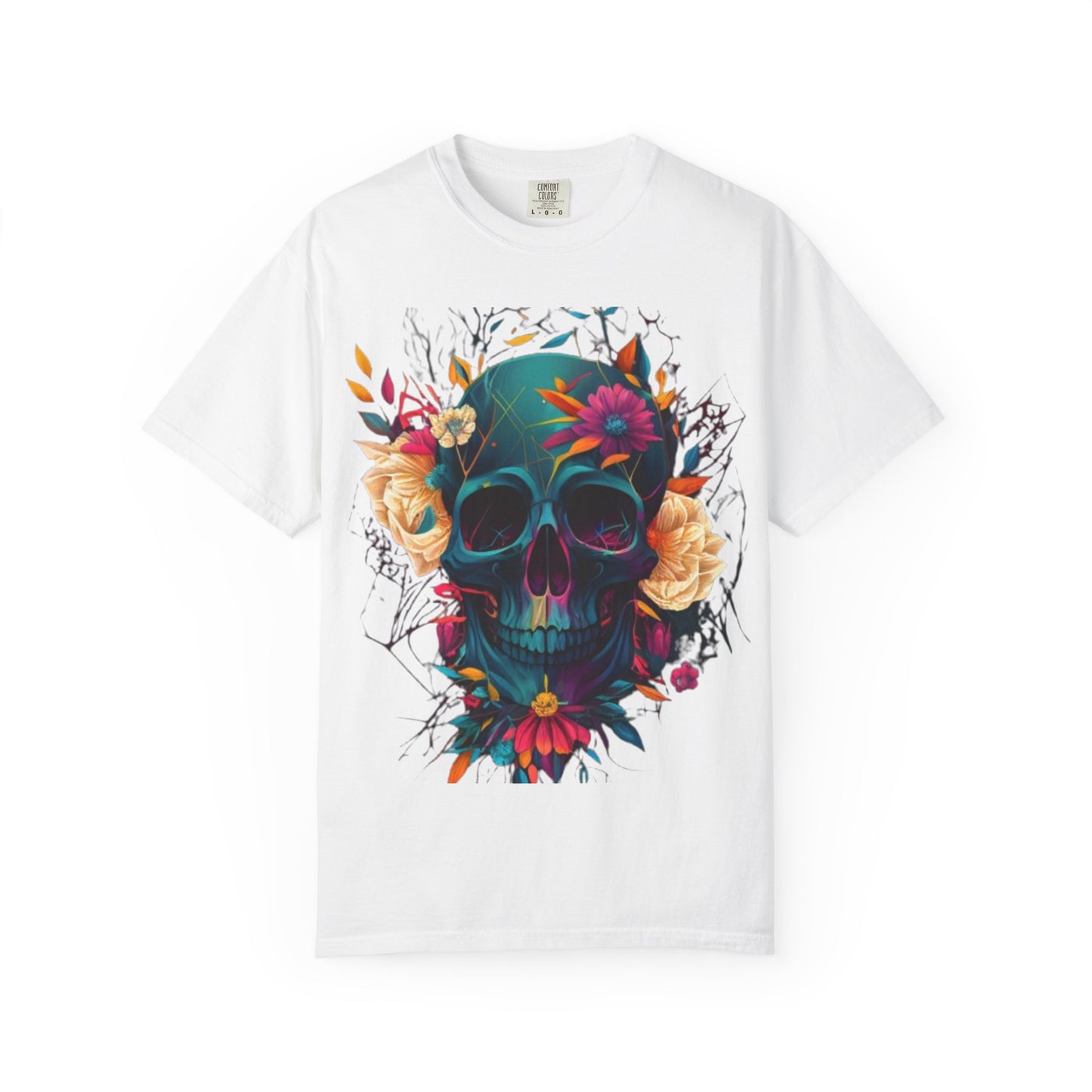 Floral Skull T-Shirt | Unisex Graphic Tee, Boho Style, Festival Wear, Casual Outfit, Gift for Him/Her
