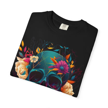 Floral Skull T-Shirt | Unisex Graphic Tee, Boho Style, Festival Wear, Casual Outfit, Gift for Him/Her
